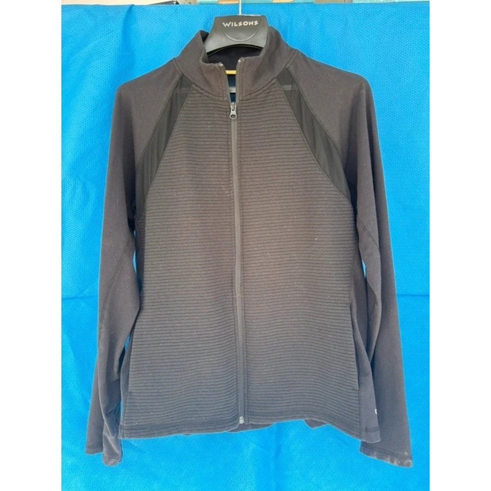 Maurices Active jacket | Black Textured Full-Zip Active Jacket | Size Large